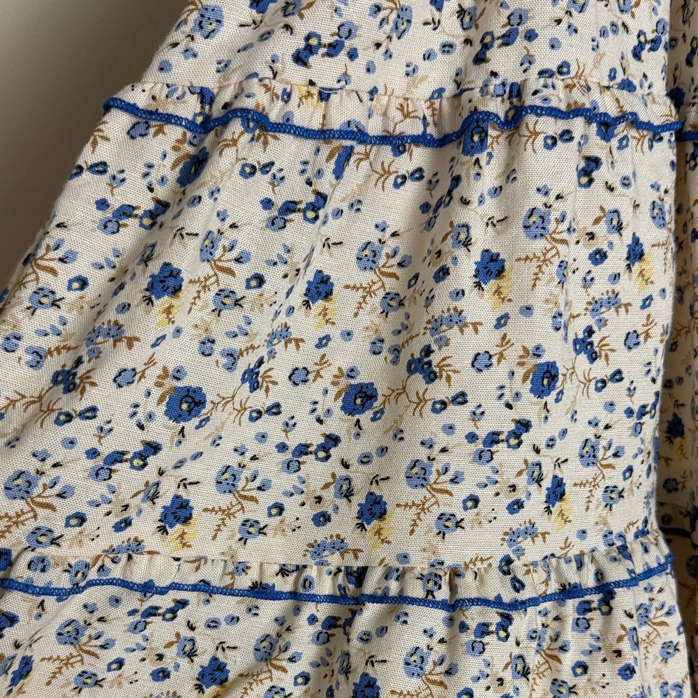 Japna Women's Blue Beige Floral Ruched Sundress Size M - Picture 8 of 14